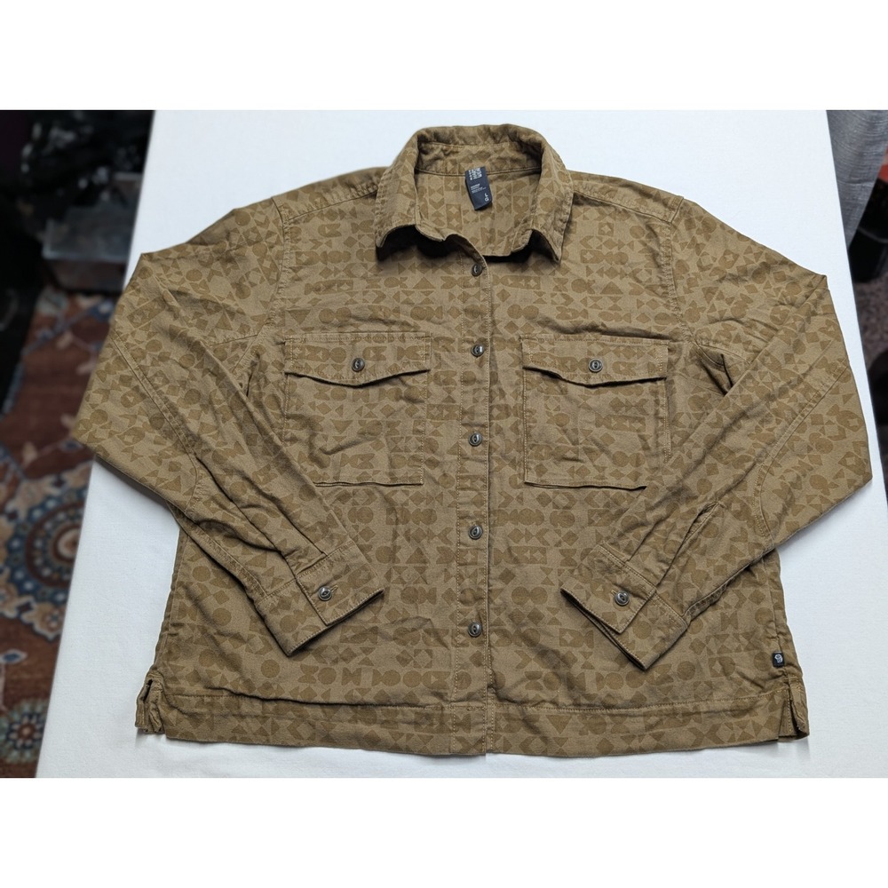 Mountain Hardwear Womens Brown Geometric Button Down Utility Shirt OL1674 L